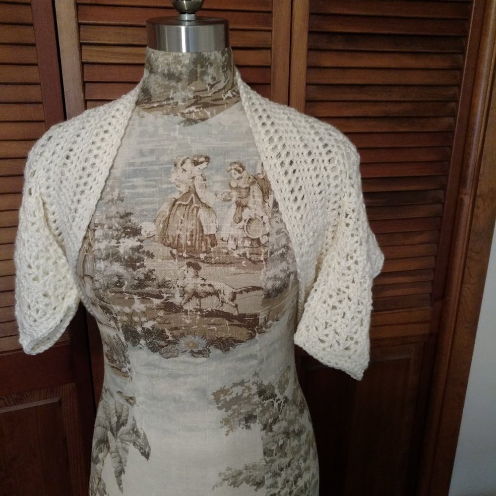 Hand crafted crochet shrug- Ivory